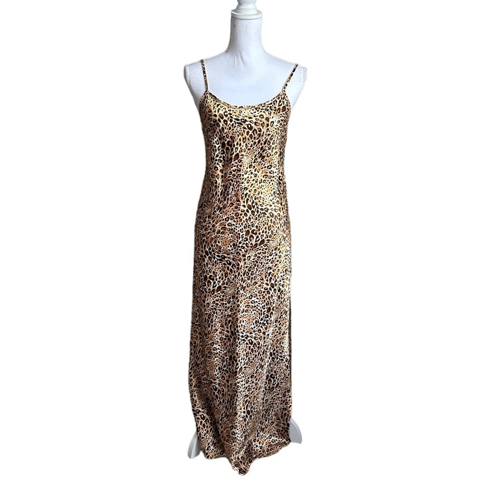 Valerie Stevens Animal Print Spaghetti Strap Slit Side Dress Size Small